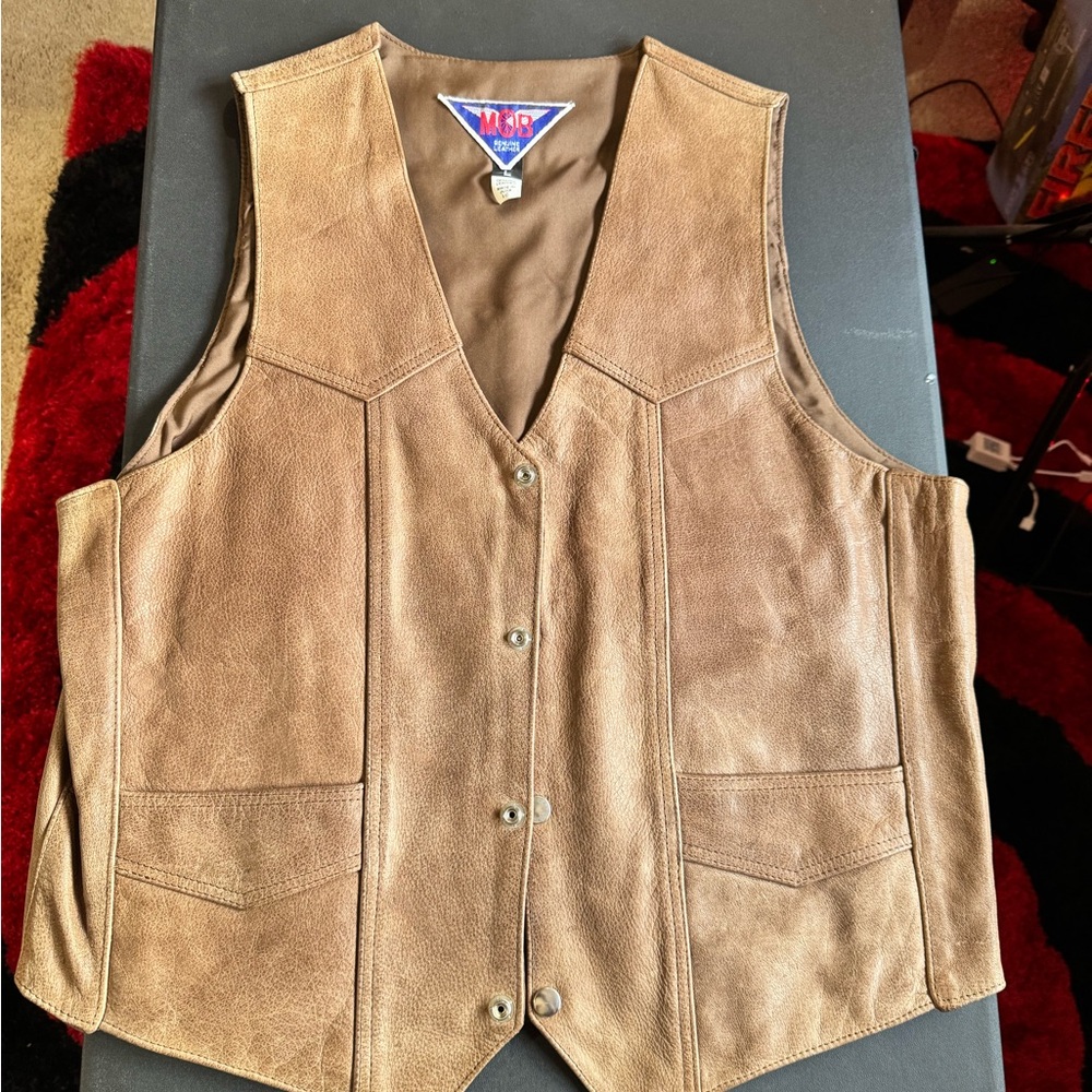 Men's Brown Leather Vest Genuine Leather